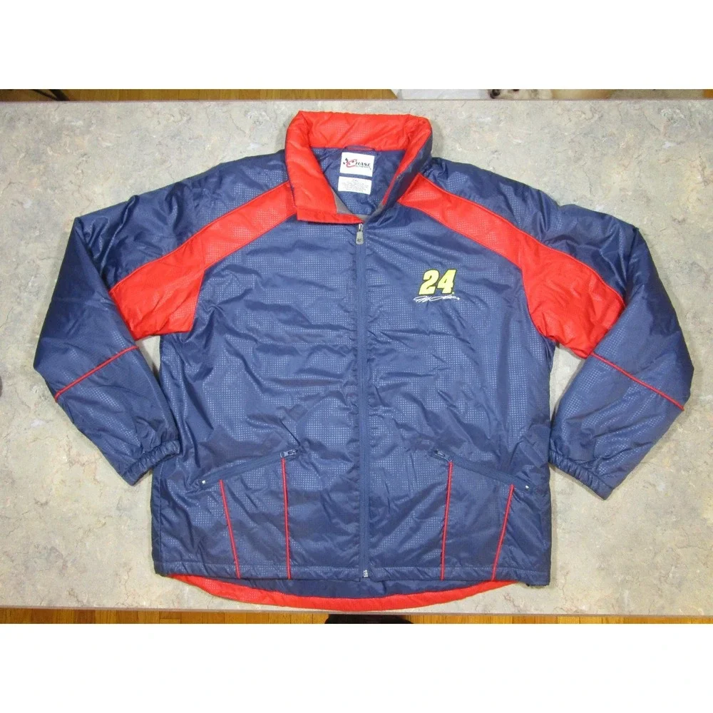Chase Authentics Jeff Gordon 24 NASCAR Jacket Mens 2XL Navy Blue Red Full Zip